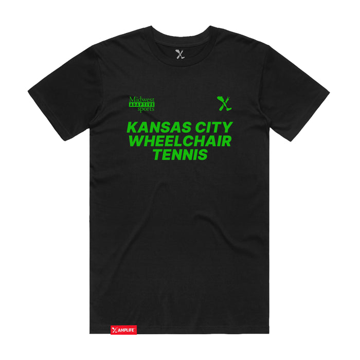 MAS Kansas City Advantage Wheelchair Tennis Black T-Shirt on a white background