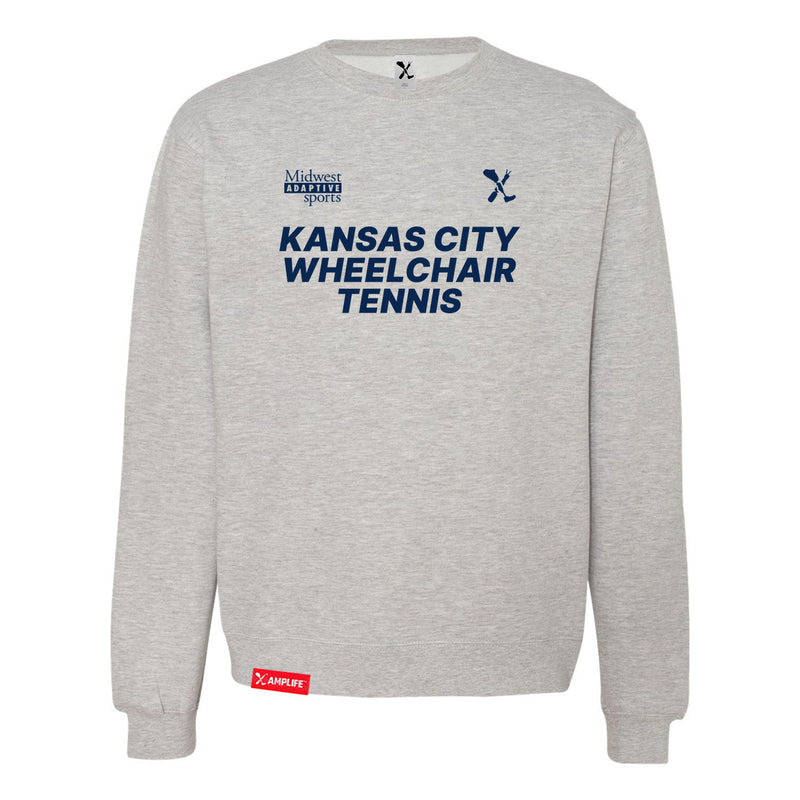 MAS Kansas City Advantage Wheelchair Tennis Heather Grey Crewneck Sweatshirt on a white background