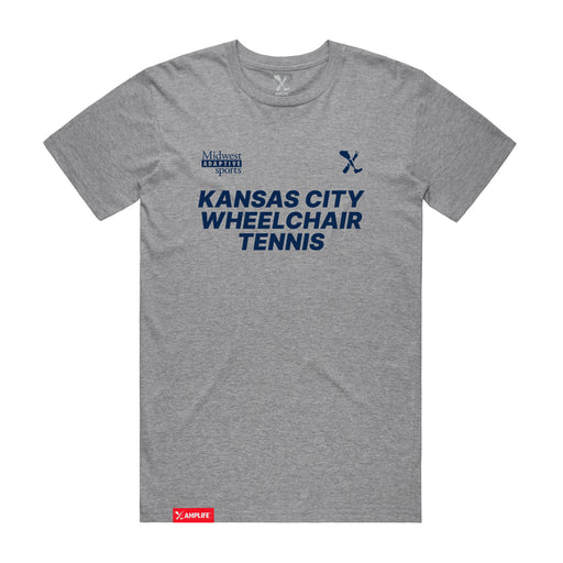 MAS Kansas City Advantage Wheelchair Tennis Heather Grey T-Shirt on a white background