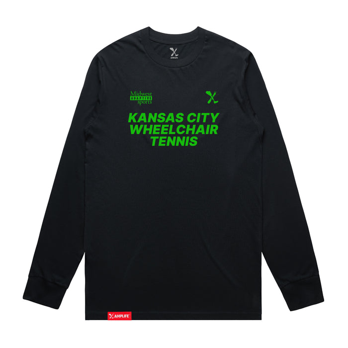 MAS Kansas City Advantage Wheelchair Tennis Navy Long Sleeve T-Shirt on a white background