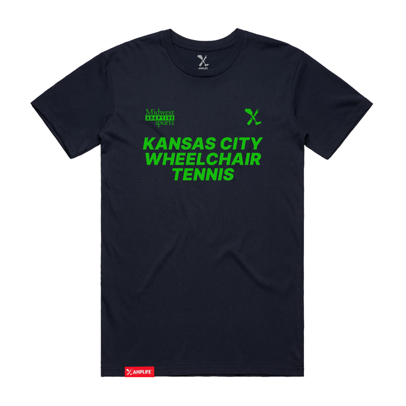MAS Kansas City Advantage Wheelchair Tennis Navy T-Shirt on a white background