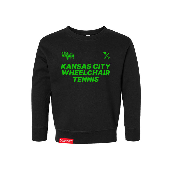 MAS Kansas City Advantage Wheelchair Tennis Toddler Black Crewneck Sweatshirt on a white background