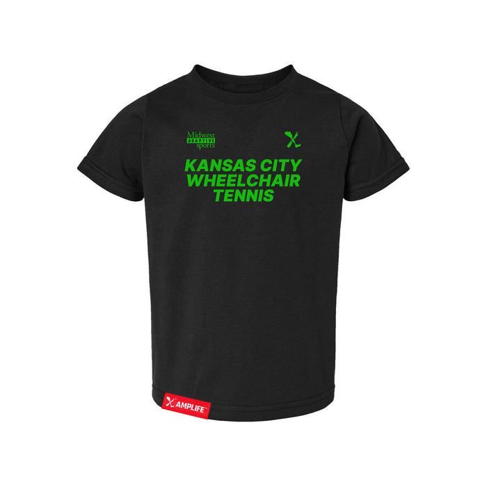 MAS Kansas City Advantage Wheelchair Tennis Toddler Black T-Shirt on a white background