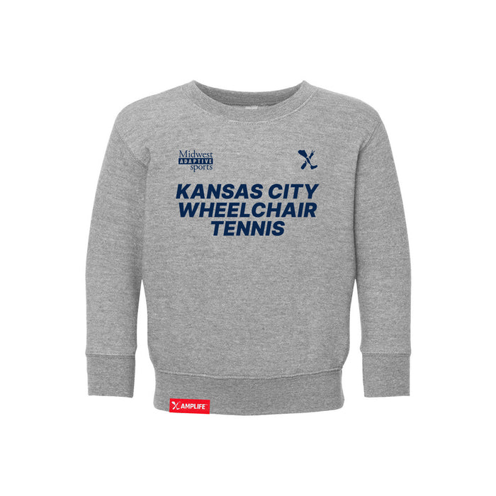 MAS Kansas City Advantage Wheelchair Tennis Toddler Heather Grey Crewneck Sweatshirt on a white background