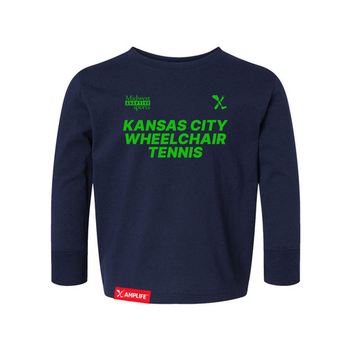 MAS Kansas City Advantage Wheelchair Tennis Toddler Navy Long Sleeve T-Shirt on a white background