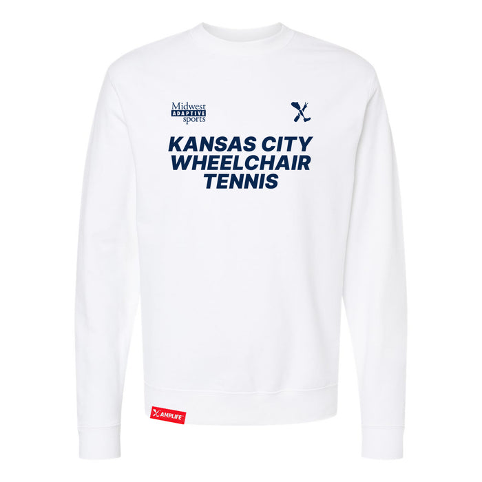 MAS Kansas City Advantage Wheelchair Tennis White Crewneck Sweatshirt on a white background