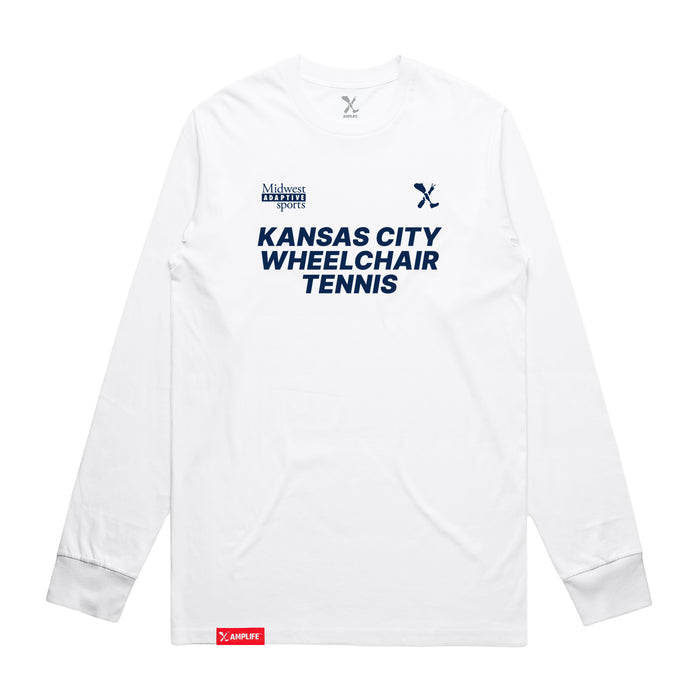 MAS Kansas City Advantage Wheelchair Tennis White Long Sleeve T-Shirt on a white background