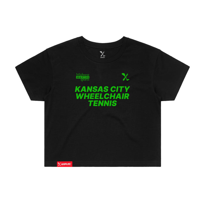 MAS Kansas City Advantage Wheelchair Tennis Women's Black Crop T-Shirt on a white background