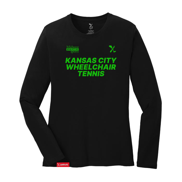 MAS Kansas City Advantage Wheelchair Tennis Women's Black Long Sleeve T-Shirt on a white background