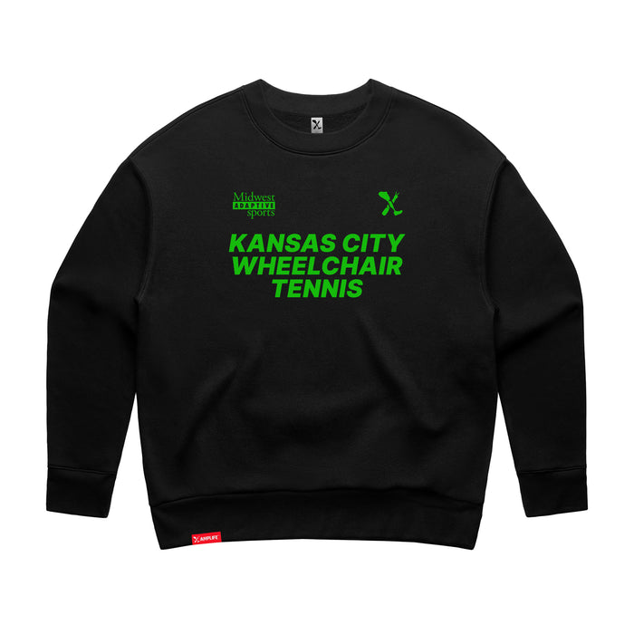 MAS Kansas City Advantage Wheelchair Tennis Women's Black Modern Crewneck Sweatshirt on a white background