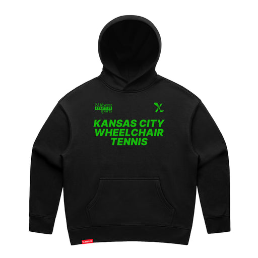 MAS Kansas City Advantage Wheelchair Tennis Women's Black Modern Hoodie on a white background