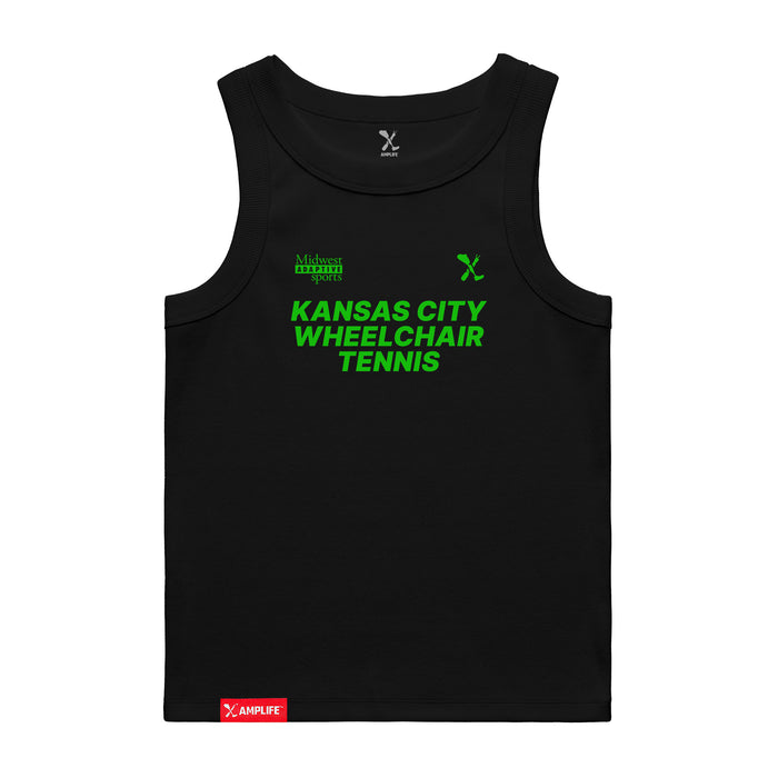 MAS Kansas City Advantage Wheelchair Tennis Women's Black Organic Tank Top on a white background