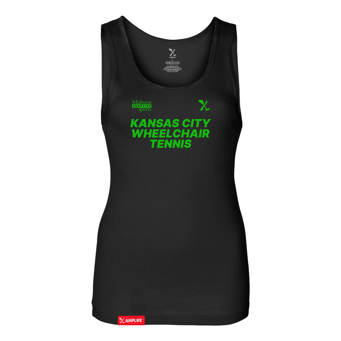 MAS Kansas City Advantage Wheelchair Tennis Women's Black Slim Micro Rib Tank Top on a white background