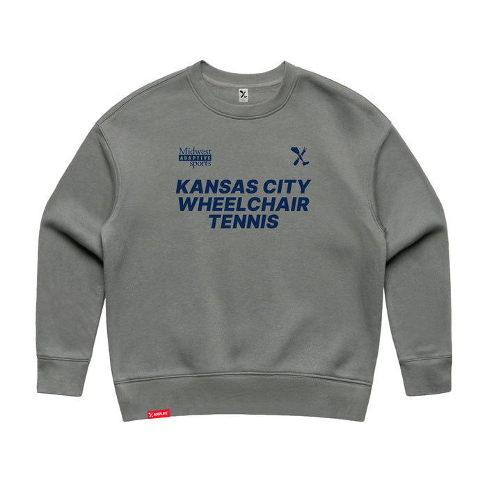 MAS Kansas City Advantage Wheelchair Tennis Women's Grey Modern Crewneck Sweatshirt on a white background