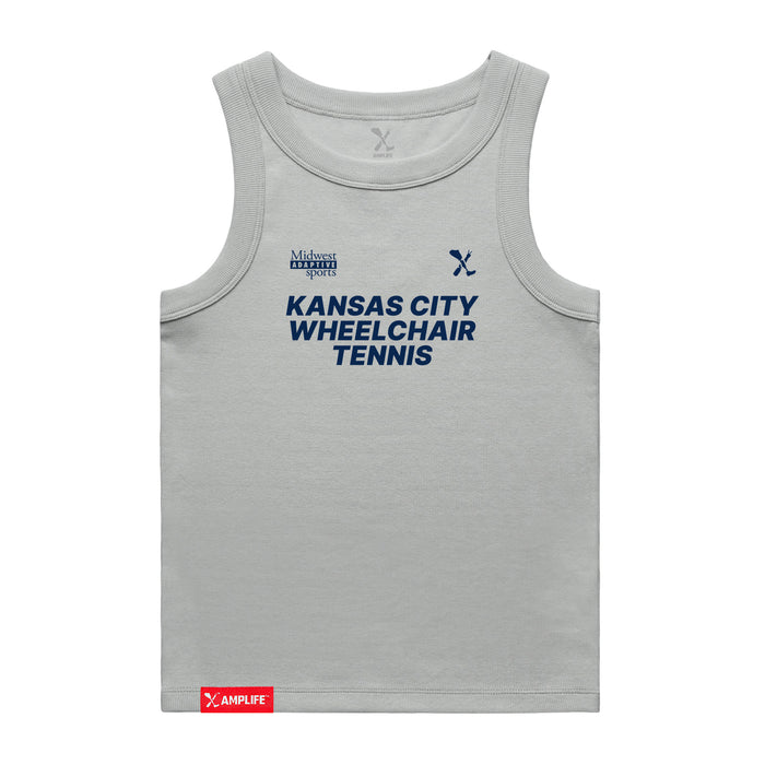 MAS Kansas City Advantage Wheelchair Tennis Women's Grey Organic Tank Top on a white background