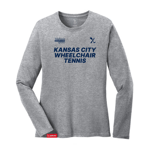 MAS Kansas City Advantage Wheelchair Tennis Women's Heather Grey Long Sleeve T-Shirt on a white background