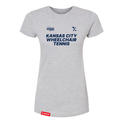 MAS Kansas City Advantage Wheelchair Tennis Women's Heather Grey Slim T-Shirt on a white background