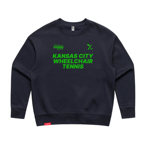 MAS Kansas City Advantage Wheelchair Tennis Women's Ink Blue Modern Crewneck Sweatshirt on a white background