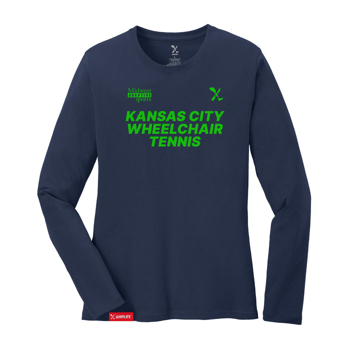 MAS Kansas City Advantage Wheelchair Tennis Women's Navy Long Sleeve T-Shirt on a white background