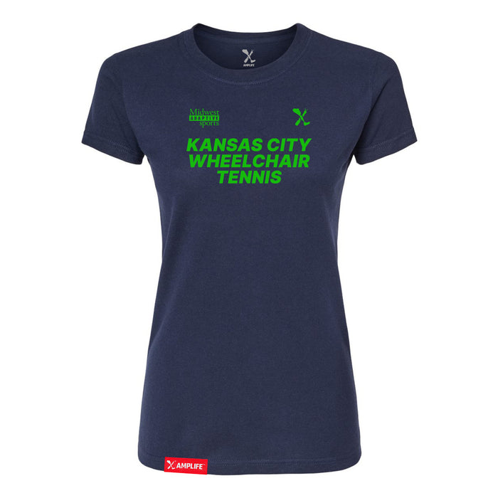 MAS Kansas City Advantage Wheelchair Tennis Women's Navy Slim T-Shirt on a white background