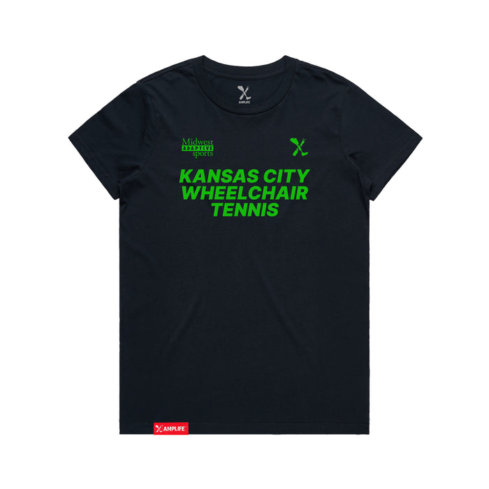 MAS Kansas City Advantage Wheelchair Tennis Women's Navy T-Shirt on a white background