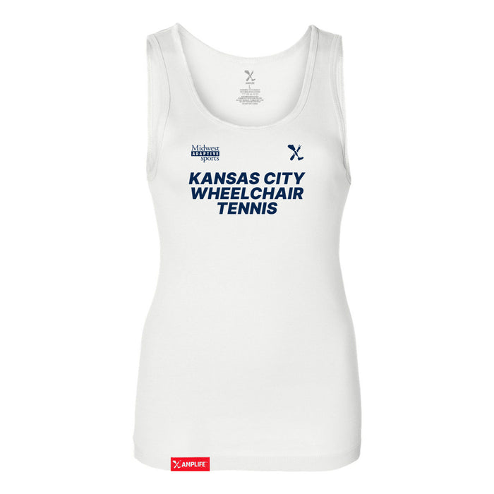 MAS Kansas City Advantage Wheelchair Tennis Women's White Slim Micro Rib Tank Top on a white background