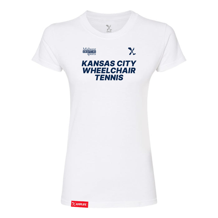 MAS Kansas City Advantage Wheelchair Tennis Women's White Slim T-Shirt on a white background