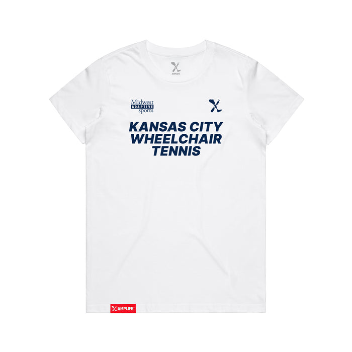 MAS Kansas City Advantage Wheelchair Tennis Women's White T-Shirt on a white background