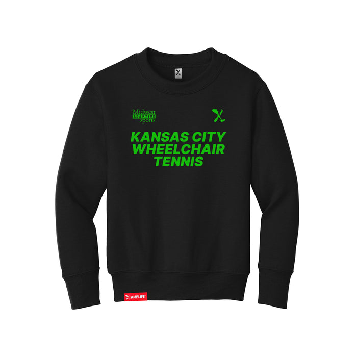 MAS Kansas City Advantage Wheelchair Tennis Youth Black Crewneck Sweatshirt on a white background