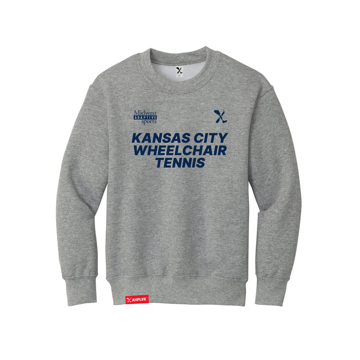 MAS Kansas City Advantage Wheelchair Tennis Youth Heather Grey Crewneck Sweatshirt on a white background