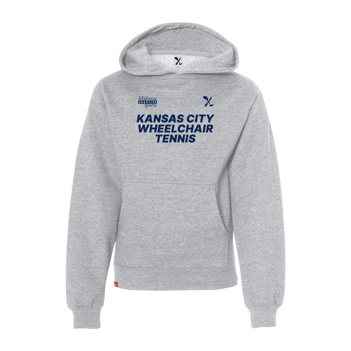 MAS Kansas City Advantage Wheelchair Tennis Youth Heather Grey Hoodie on a white background