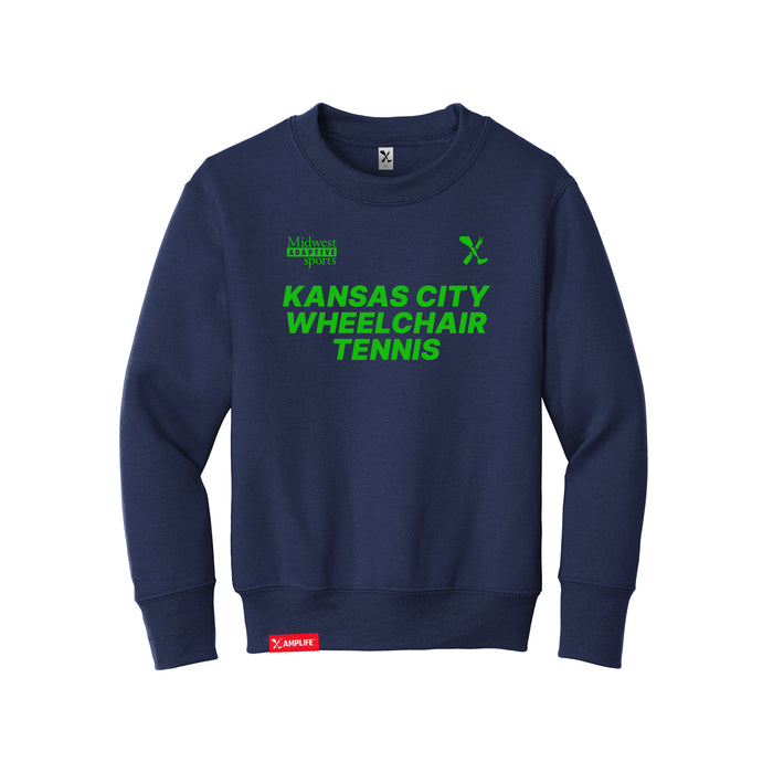 MAS Kansas City Advantage Wheelchair Tennis Youth Navy Crewneck Sweatshirt on a white background