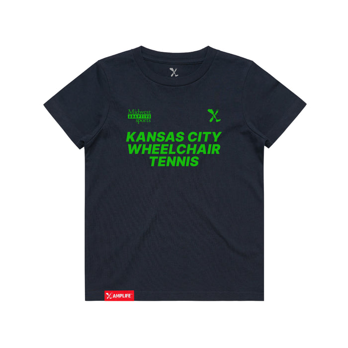 MAS Kansas City Advantage Wheelchair Tennis Youth Navy T-Shirt on a white background