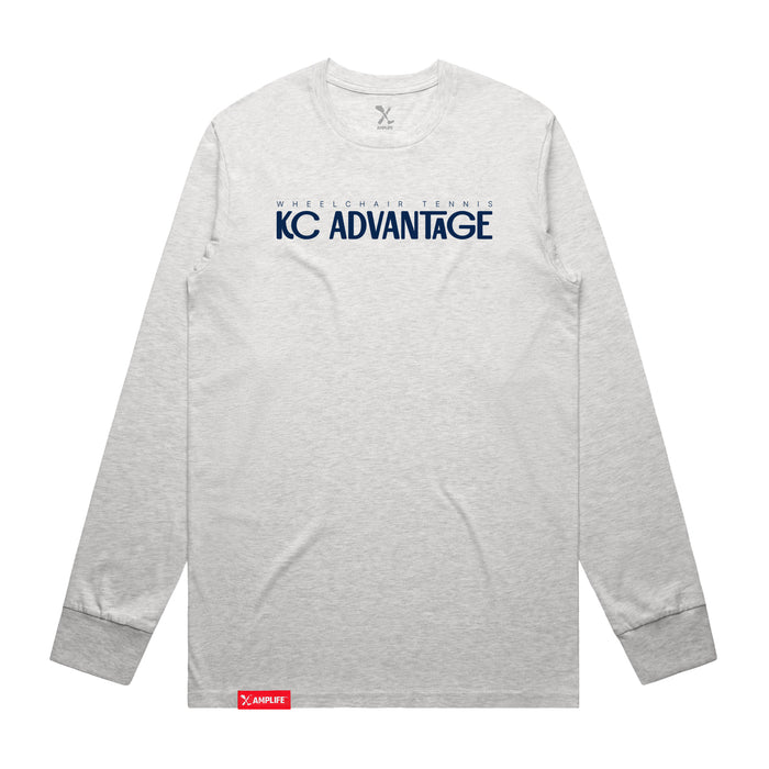 MAS Kansas City Advantage Wheelchair Tennis Chiro Ash Heather Grey Long Sleeve T-Shirt on a white background