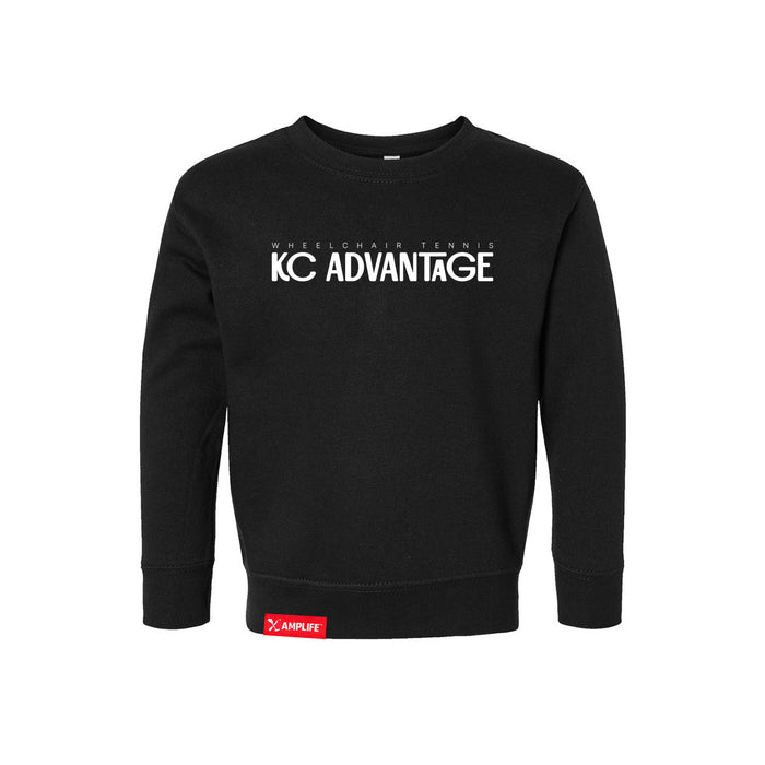 MAS Kansas City Advantage Wheelchair Tennis Chiro Toddler Black Crewneck Sweatshirt on a white background