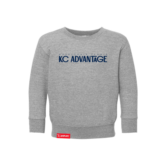 MAS Kansas City Advantage Wheelchair Tennis Chiro Toddler Heather Grey Crewneck Sweatshirt on a white background