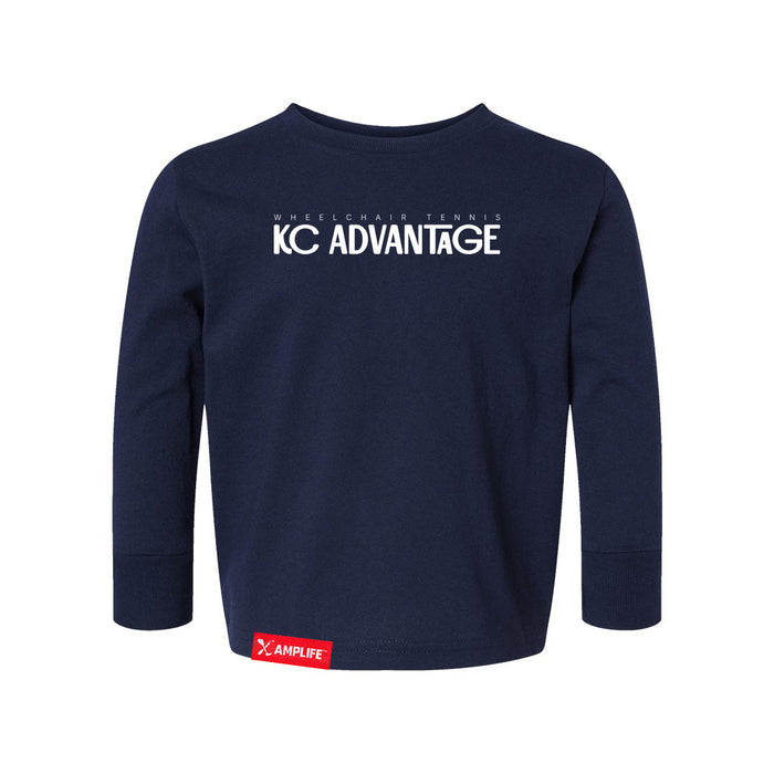 MAS Kansas City Advantage Wheelchair Tennis Chiro Toddler Navy Long Sleeve T-Shirt on a white background