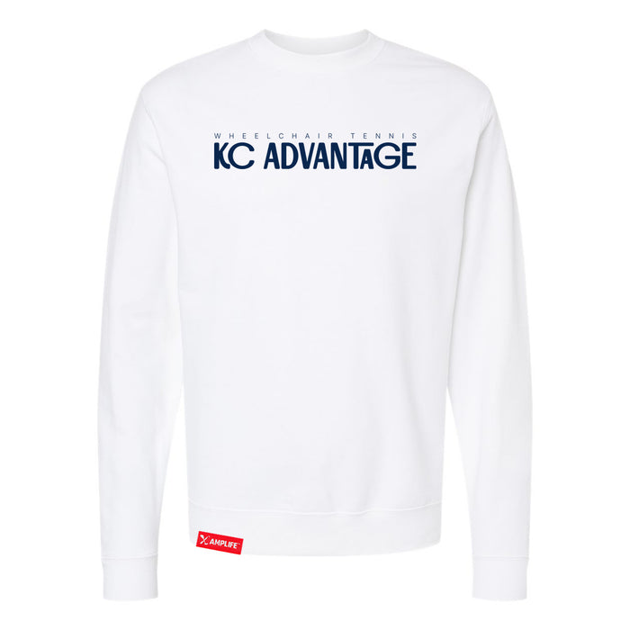 MAS Kansas City Advantage Wheelchair Tennis Chiro White Crewneck Sweatshirt on a white background