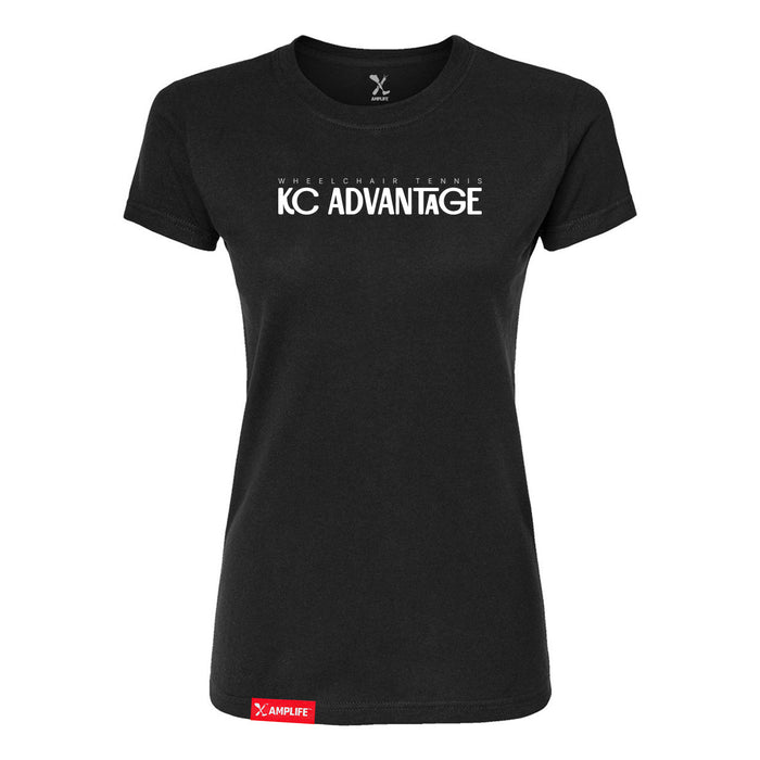 MAS Kansas City Advantage Wheelchair Tennis Chiro Women's Black Slim T-Shirt on a white background