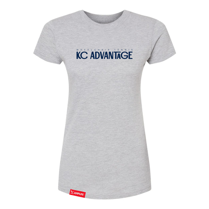 MAS Kansas City Advantage Wheelchair Tennis Chiro Women's Heather Grey Slim T-Shirt on a white background
