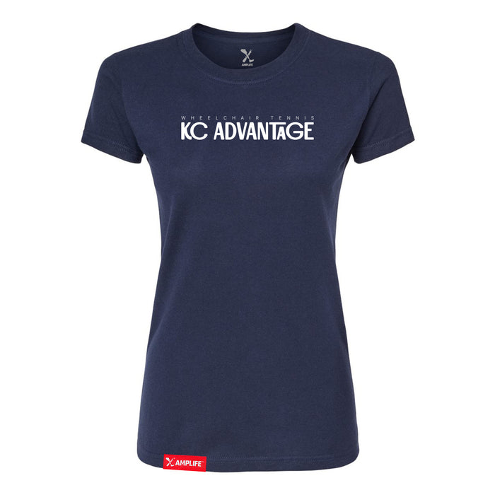 MAS Kansas City Advantage Wheelchair Tennis Chiro Women's Navy Slim T-Shirt on a white background
