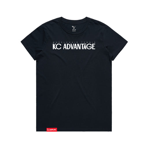 MAS Kansas City Advantage Wheelchair Tennis Chiro Women's Navy T-Shirt on a white background