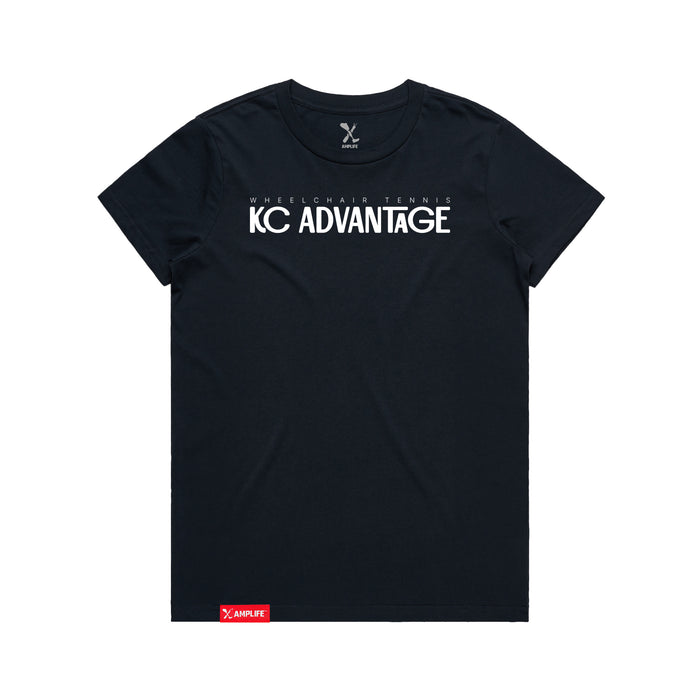 MAS Kansas City Advantage Wheelchair Tennis Chiro Women's Navy T-Shirt on a white background