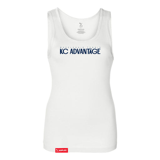 MAS Kansas City Advantage Wheelchair Tennis Chiro Women's White Slim Micro Rib Tank Top on a white background