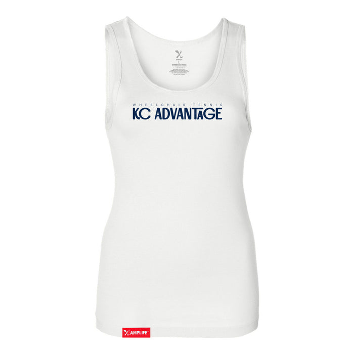 MAS Kansas City Advantage Wheelchair Tennis Chiro Women's White Slim Micro Rib Tank Top on a white background