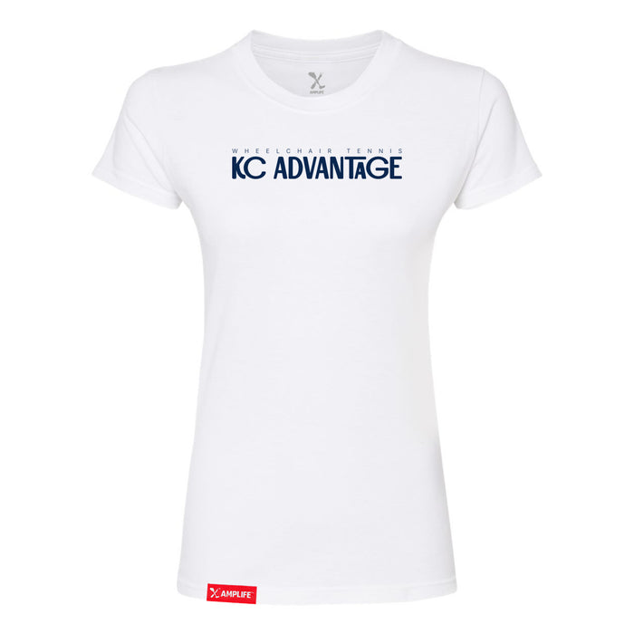 MAS Kansas City Advantage Wheelchair Tennis Chiro Women's White Slim T-Shirt on a white background