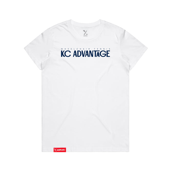 MAS Kansas City Advantage Wheelchair Tennis Chiro Women's White T-Shirt on a white background