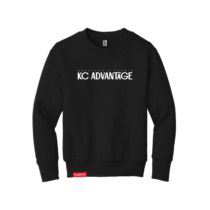 MAS Kansas City Advantage Wheelchair Tennis Chiro Youth Black Crewneck Sweatshirt on a white background