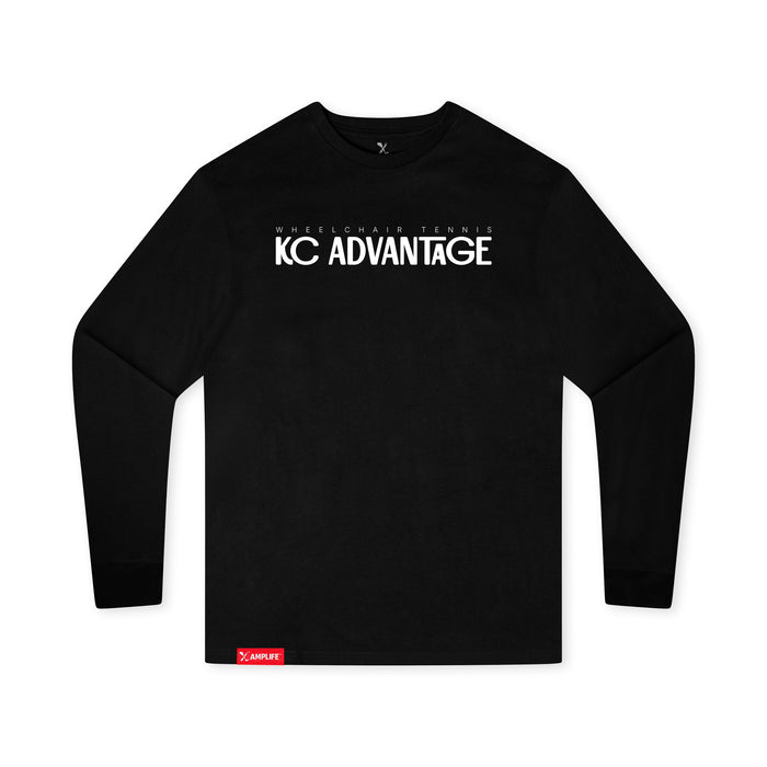 MAS Kansas City Advantage Wheelchair Tennis Chiro Youth Black Long Sleeve T-Shirt on a white background