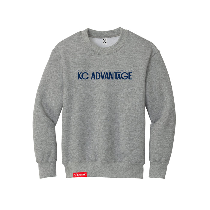MAS Kansas City Advantage Wheelchair Tennis Chiro Youth Heather Grey Crewneck Sweatshirt on a white background